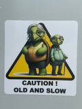 cute couple of old Turtles sticker slow vehicle