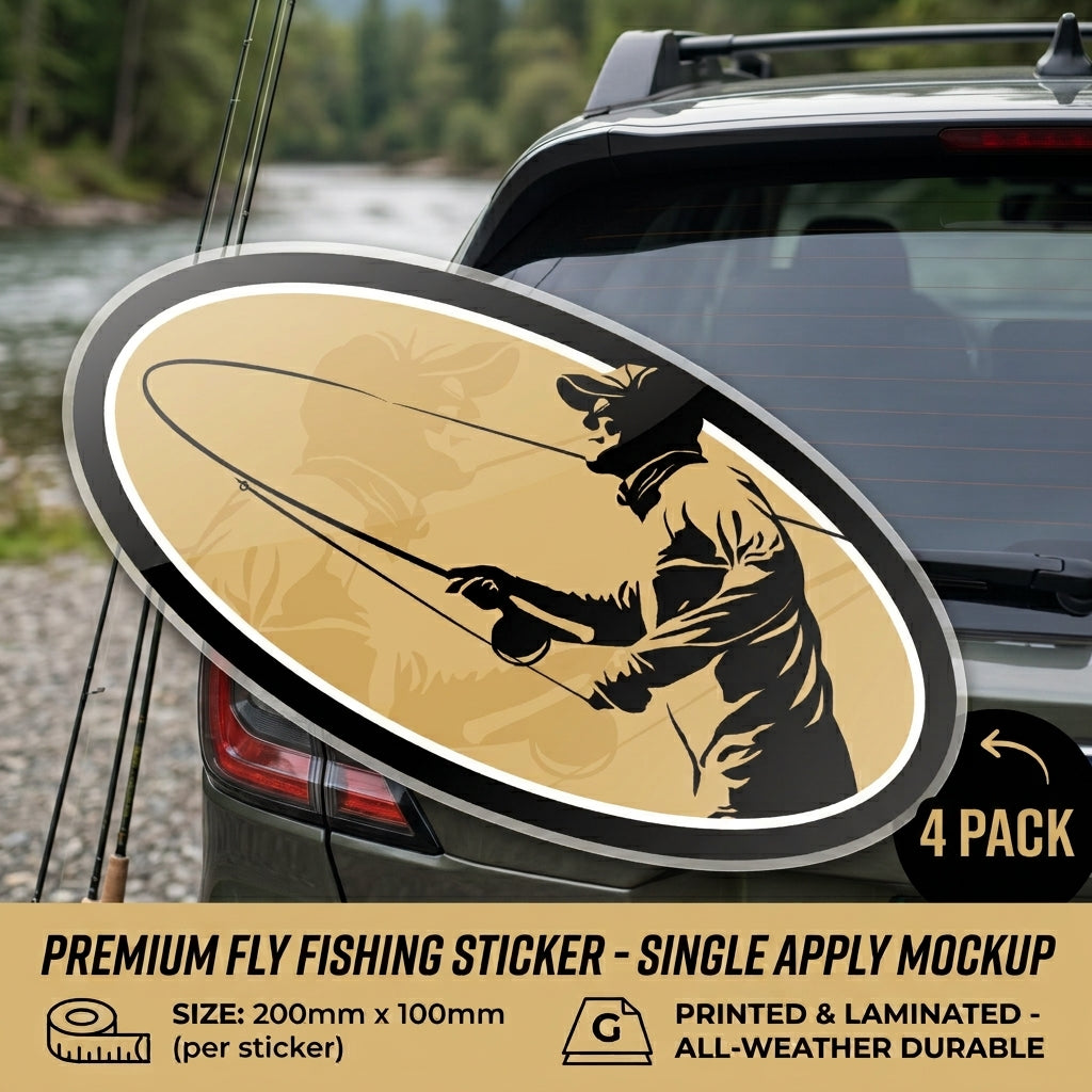 Fly Fishing Car Sticker Premium Printed & Laminated Vinyl Decal