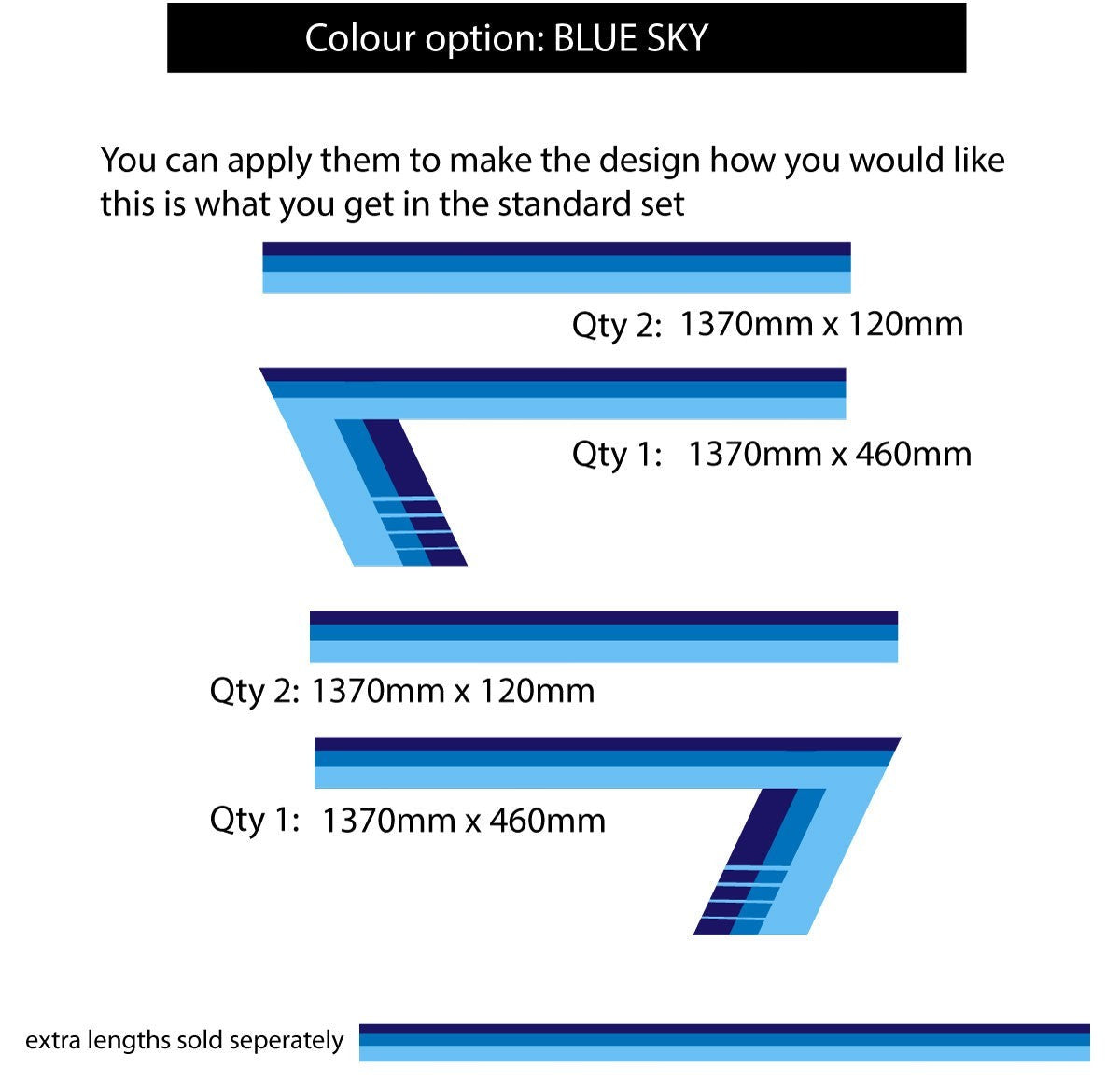 Mega Sticker Store blue sky retro vehicle pinstripe vinyl decal kit with various stripe widths for DIY car styling