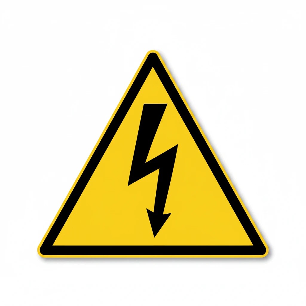 Mega Sticker Store pack of 5 yellow and black triangular ISO electricity warning stickers with lightning bolt symbol