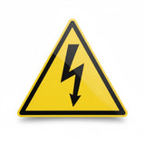 Mega Sticker Store pack of 5 yellow and black triangular ISO electricity warning safety stickers