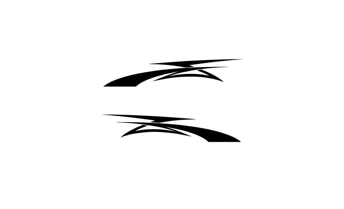 Mega Sticker Store black racing stripe decal kit for cars and boats with a sleek, aggressive vinyl design.