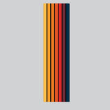 Mega Sticker Store retro pinstripe decal with orange, yellow, and brown vertical stripes for vehicle customization
