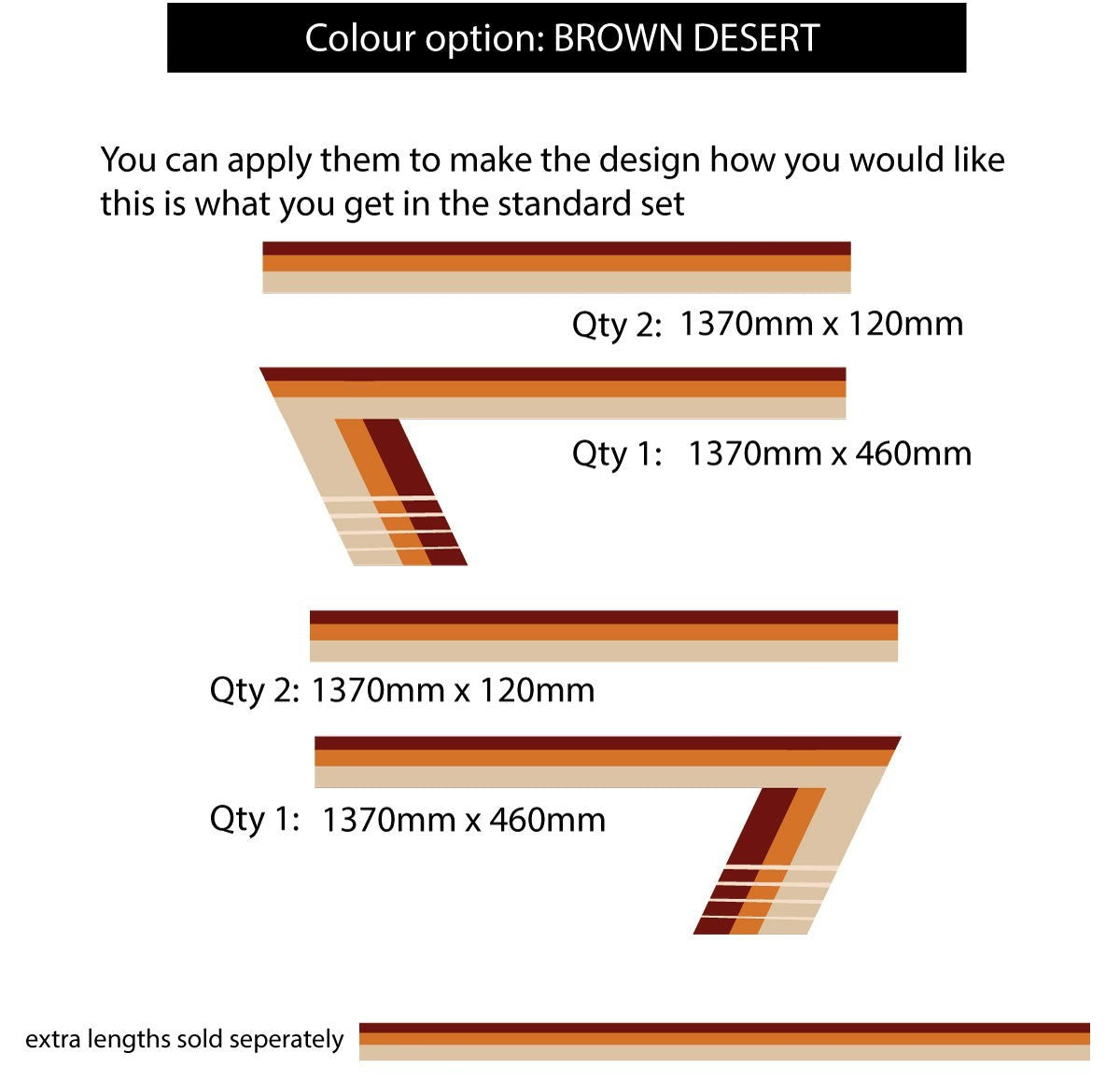 Mega Sticker Store brown and tan retro pinstripe vinyl decal kit for trucks and cars with custom sizing options