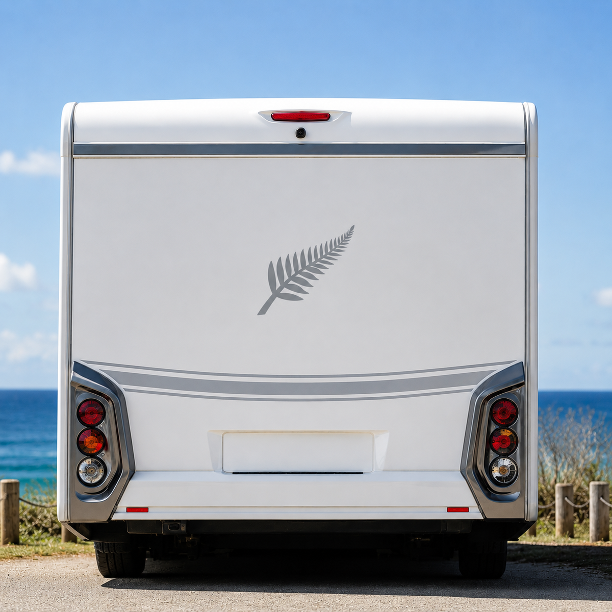 NZ Silver Fern Sticker Decal – New Zealand Kiwi Vinyl Sticker for Car, Boat, Campervan, 4WD & Motorhome – 570mm x 232mm