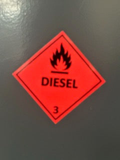 Red diesel warning flammable sticker warning sign self adhesive 75mm high