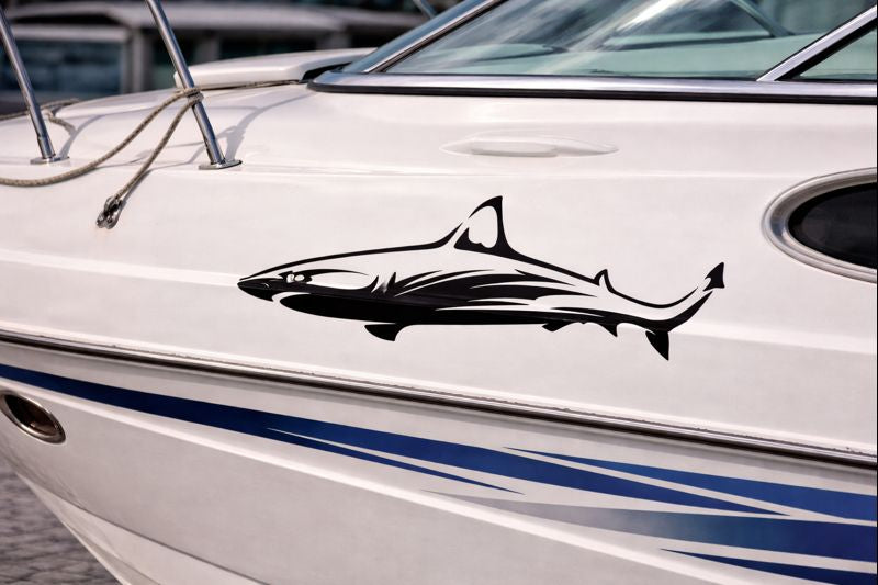 Shark Vinyl Decal Set, Computer Cut Marine Stickers for Car 4WD or Truck