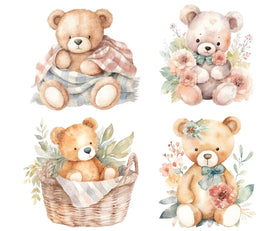 Set of 4 teddy bears wall sticker decal for kids room baby playroom