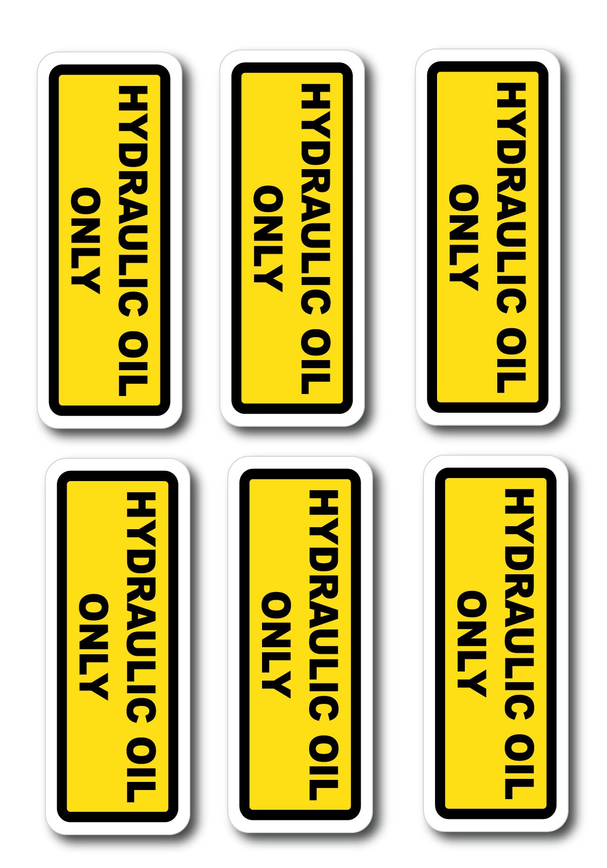 Hydraulic Oil Only Warning Stickers, Laminated Industrial Oil Labels for Systems Equipment 6 Pack