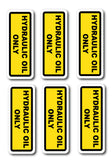 Hydraulic Oil Only Warning Stickers, Laminated Industrial Oil Labels for Systems Equipment 6 Pack