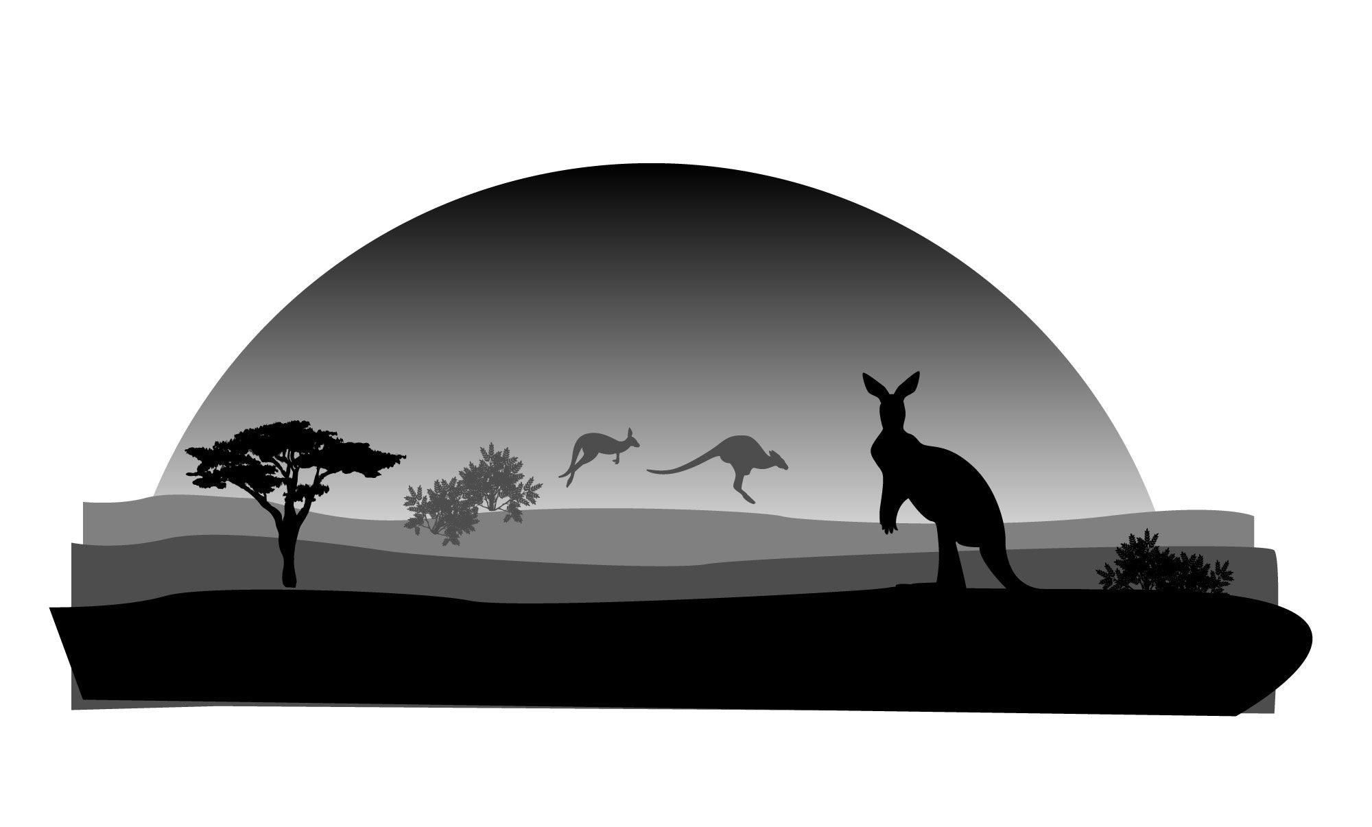 Kangaroo Sticker Decal - Black & Grey Vehicle Graphic (1400mm x 600mm) Mega Sticker Store