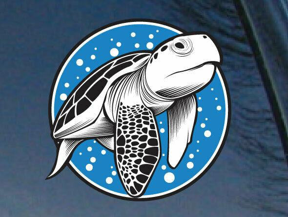 24cm car decal featuring a beautiful turtle with blue background