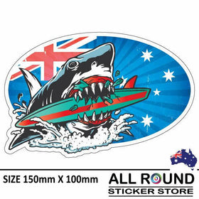 Australia-Map-sticker-with-Shark and flag -bumper-sticker-for-car,-window,-lapto