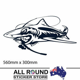 Large  Shark with fishing rod  Sticker Decal  , for boat, Ute ,motorhome 560mm