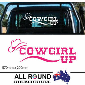 Large Cowgirl Up Sticker for Ute 4WD CAR DECAL Girly girl