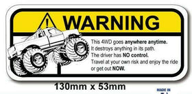 4WD Funny warning sticker popular car sticker
