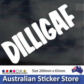 DILLIGAF funny joke Car Sticker 200mm x 65mm