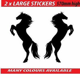 2 x Standing Horse Sticker Decals 570mm high for Horse float, truck , trailer or vehicle