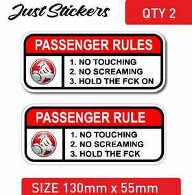 Funny Passenger Rules Holden warning sticker Car-sticker--bumper-sticker-,-skate