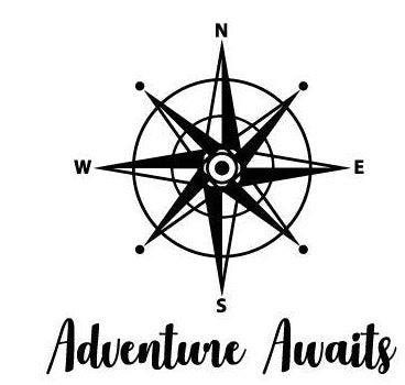 Vinyl Wall Decal Compass Adventure Awaits Inspiring Quote Stickers