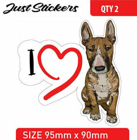 Love Bull Terrier sticker car sticker , bumper sticker , skate , bike, laptop,