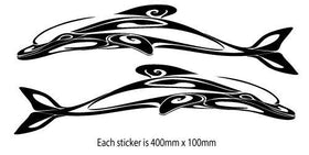 2 x Large Dolphin sticker Decals 400mm x 100mm