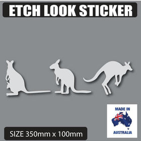 Frosted Etched Kangaroo Set stickers for Glass Door or window safety decal