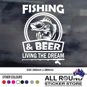 LARGE FISHING AND BEER STICKER  DECAL FOR , CAR , BOAT 4X4 CARAVAN