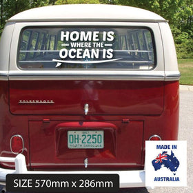 LARGE  Popular Surf Car Sticker Decal HOME IS WHERE OCEAN IS size570mm x 286mm
