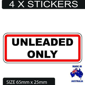 4 X Unleaded Only Petrol Fuel Stickers