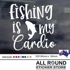 FISHING IS MY CARDIO  Sticker Decal car Fish Tackle Boat 4x4 Window or Bumper st