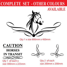 Horse float scroll stickers, caution horse sticker and horse head set