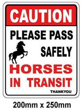 CAUTION HORSES IN TRANSIT PASS SAFELY Horse Trailer Horsefloat Sticker