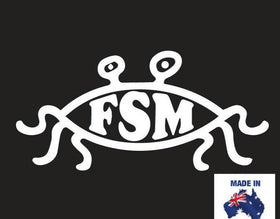 Flying Spaghetti Monster FSM in WHITE  atheist  Car Sticker Decal  popular