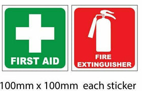 10 pack FIRST AID FIRE EXTINGUISHER DECAL STICKER SET WARNING DECALS