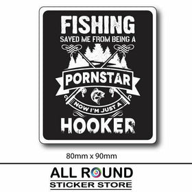 Funny Fishing HOOKER  Car Sticker Bumper sticker Fishing GIRLY BUMPER STICKER