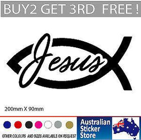 Jesus Fish symbol Christian sticker decal