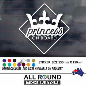 Princess on board sticker popular car  Sticker Decal Girly baby on board white