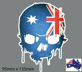 Australian Flag Bleeding Skull -biker-helmet-motorcycle--sticker-decal-car-,-lap
