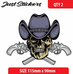 Cowboy Skull with guns ar sticker popular laptop, skateboard, car sticker, windo