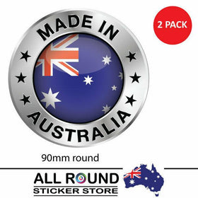 Made In Australia with Aussie Flag Bumper Sticker 90mm Decal , cars , motorhome,