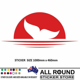 LARGE SUN WITH WHALE TAIL  STICKER DECAL FOR BOAT CAR 4X4 RV CAMPERVAN 1M WIDE