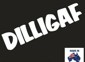 DILLIGAF funny joke Car Sticker 130mm x 45mm