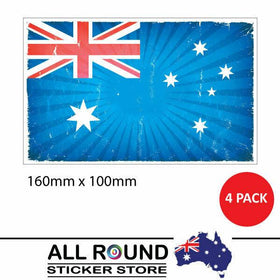 4 X Australian Flag Vintage sticker Australian Decal