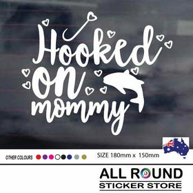 HOOKED ON MOMMY  Fishing Sticker Decal car ,Boat 4x4 Window or Bumper