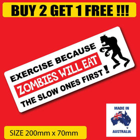 funny zombie exercise car bumper sticker popular