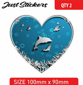 Dolphin love heart  sticker car sticker , bumper sticker , skate ,