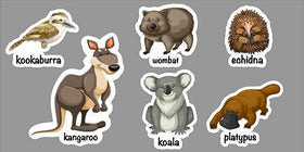 Set of Australian animal stickers