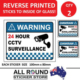 2 PACK Warning CCTV Security Surveillance Camera Sticker Sign 100mm x 80mm
