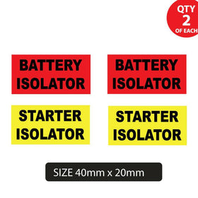 Battery Isolator and starter , warning stickers, warning decals